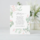 Carte De Remerciements Baby shower de verdure Pastel Blush (Debout devant)