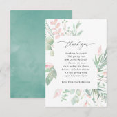 Carte De Remerciements Baby shower de verdure Pastel Blush (Devant / Derrière)