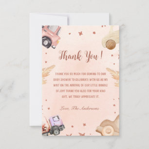 Carte De Remerciements Baby shower de voiture aquarelle