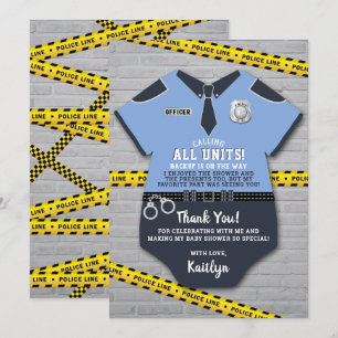 Carte De Remerciements Baby shower des agents de police
