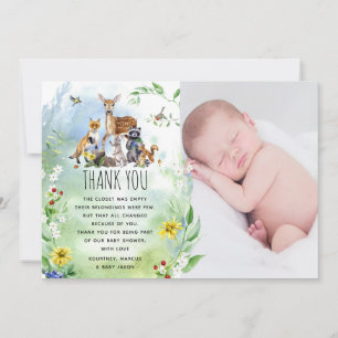 Carte De Remerciements Baby shower des animaux de la forêt boisée de mûre