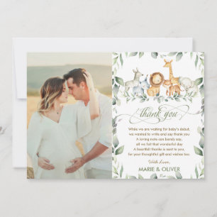 Carte De Remerciements Baby shower des animaux de la Jungle verdoyante Ph