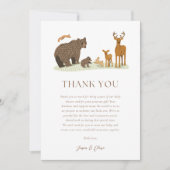 Carte De Remerciements Baby shower des animaux forestiers (Devant)