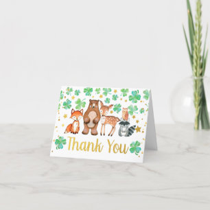 Carte De Remerciements Baby shower des animaux Shamrocks de la Saint Patr