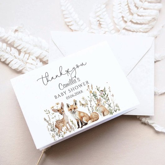 Carte De Remerciements Baby shower des bois