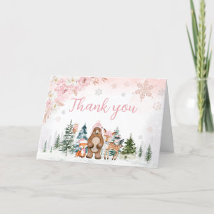 Carte De Remerciements Baby shower des bois d'hiver pour filles