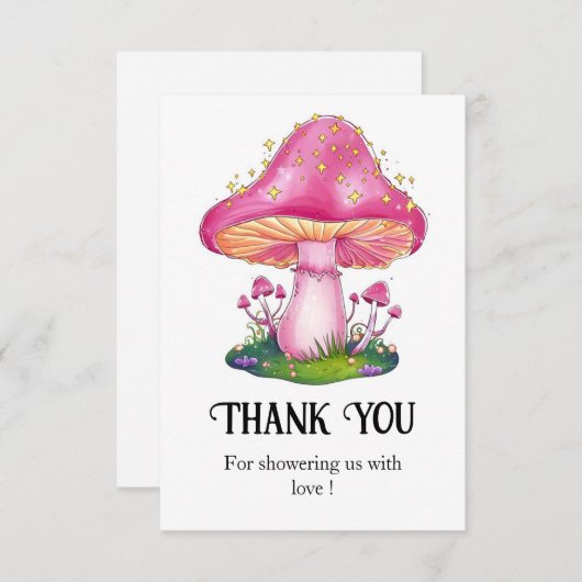 Carte De Remerciements Baby shower des champignons des forêts de bois (Devant / Derrière)