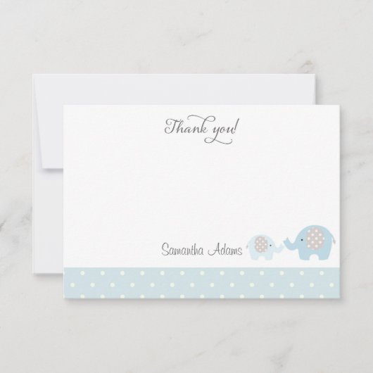 Carte De Remerciements Baby shower des éléphants (Devant)