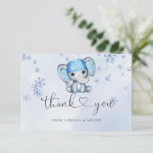 Carte De Remerciements Baby shower des éléphants d'hiver (Debout devant)