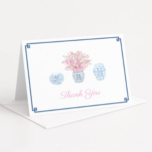 Carte De Remerciements Baby shower Des Jarres À Gingembre Rose Et Bleu De