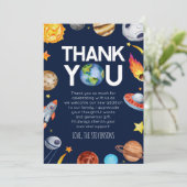 Carte De Remerciements Baby shower des planètes spatiales spatiales (Debout devant)