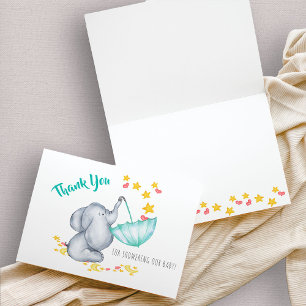 Carte De Remerciements Baby shower d'Étoiles à couver des éléphants migno
