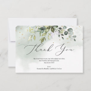 Carte De Remerciements Baby shower d'eucalyptus du feuillage vert du Boho