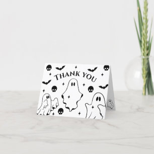 Carte De Remerciements Baby shower d'Halloween Black Little Ghost