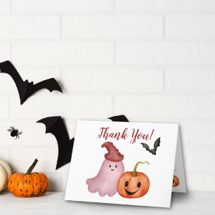 Carte De Remerciements Baby shower d'Halloween de Little Boo Ghost Citrou