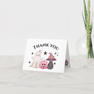 Carte De Remerciements baby shower d'Halloween de Little Boo rose