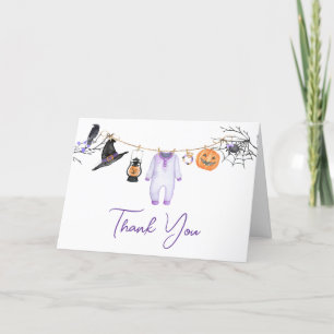 Carte De Remerciements Baby shower d'Halloween Little Boo violet