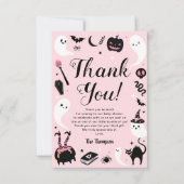 Carte De Remerciements Baby shower d'Halloween rose (Devant)