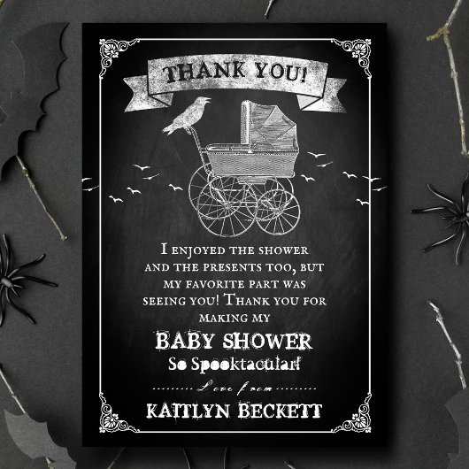 Carte De Remerciements Baby shower d'Halloween vintage