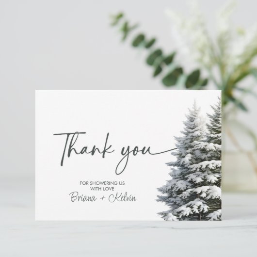 Carte de remerciements Baby shower d'hiver (Debout devant)