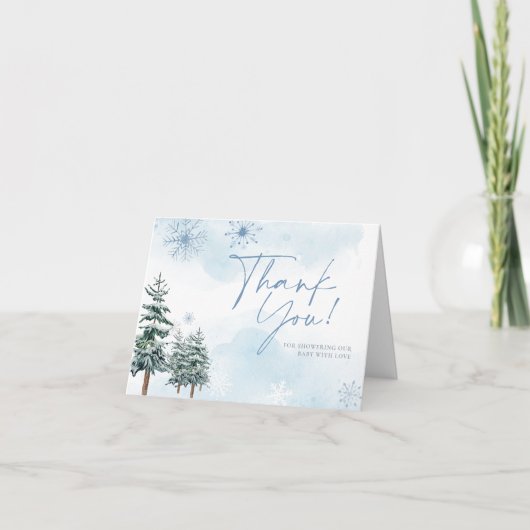 Carte de remerciements Baby shower d'hiver (Devant)
