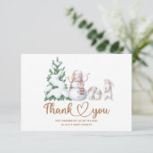 Carte de remerciements baby shower d'hiver (Debout devant)