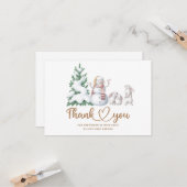 Carte de remerciements baby shower d'hiver (Devant/Arrière en situation)