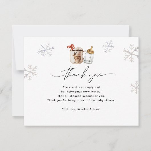 Carte De Remerciements Baby shower d'hiver au chocolat chaud (Devant)