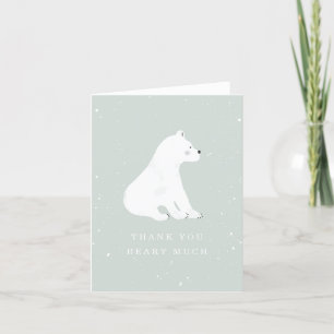 Carte De Remerciements Baby shower d'hiver Bleu de l'ours polaire