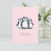 Carte De Remerciements Baby shower d'hiver de Pingouin mignon (Debout devant)