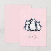 Carte De Remerciements Baby shower d'hiver de Pingouin mignon (Devant / Derrière)