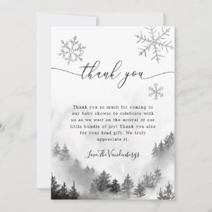 Carte De Remerciements Baby shower d'hiver des flocons de neige gris