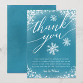 Carte De Remerciements Baby shower d'hiver Neige bleue (Devant / Derrière)