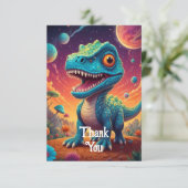 Carte De Remerciements Baby shower dino-mite se traduit en Fête prénatale (Debout devant)