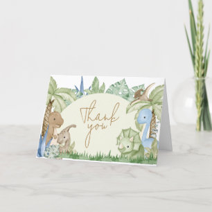 Carte De Remerciements Baby shower Dinosaur verdoyant