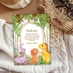 Carte De Remerciements Baby Shower Dinosaure Jungle Tropicale