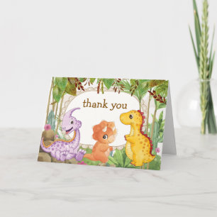 Carte De Remerciements Baby Shower Dinosaure Jurassique Jungle Tropicale