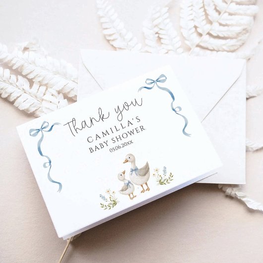 Carte De Remerciements Baby shower d'oie