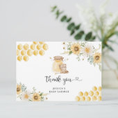 Carte De Remerciements Baby shower d'ours au miel (Debout devant)