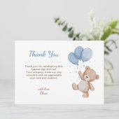 Carte De Remerciements Baby shower d'ours en peluche mignon (Debout devant)