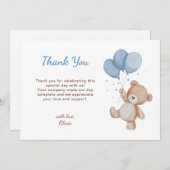 Carte De Remerciements Baby shower d'ours en peluche mignon (Devant / Derrière)