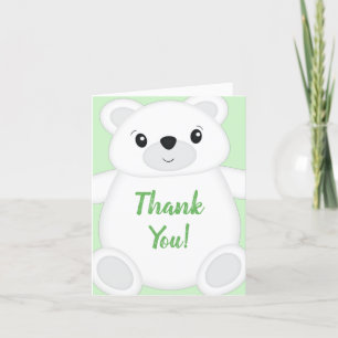 Carte De Remerciements Baby shower d'ours polaire vert