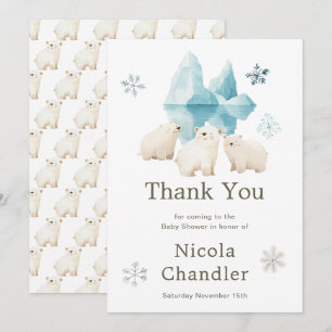 Carte De Remerciements Baby shower d'ours polaires d'hiver