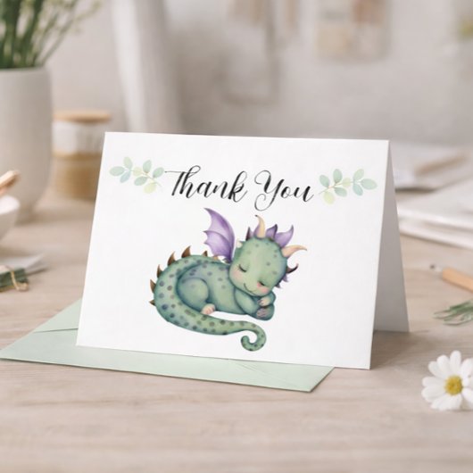 Carte De Remerciements Baby shower Dragon