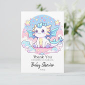 Carte De Remerciements Baby shower Dragon Simple Cute (Debout devant)