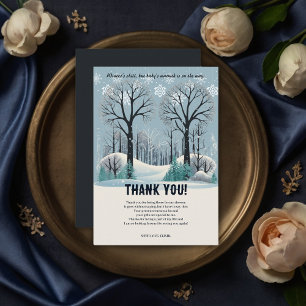 Carte De Remerciements Baby shower Dreamwood Winter Forest Snowflakes