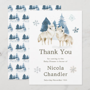Carte De Remerciements Baby shower du loup arctique d'hiver