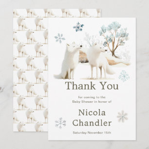 Carte De Remerciements Baby shower du loup arctique d'hiver