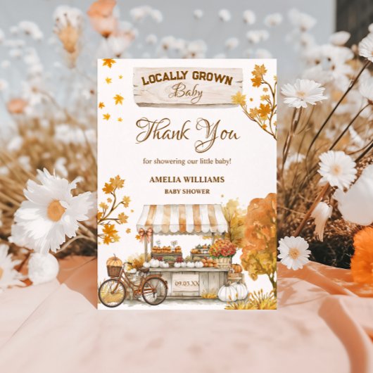 Carte De Remerciements Baby shower du marché agricole rustique d'automne