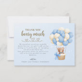 Carte De Remerciements Baby shower du message Ours mou (Devant)